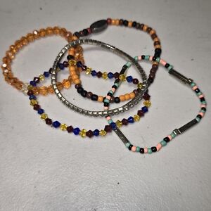 Handmade Beaded Stretchy Bracelet Dog Paw Protect Lot of 5